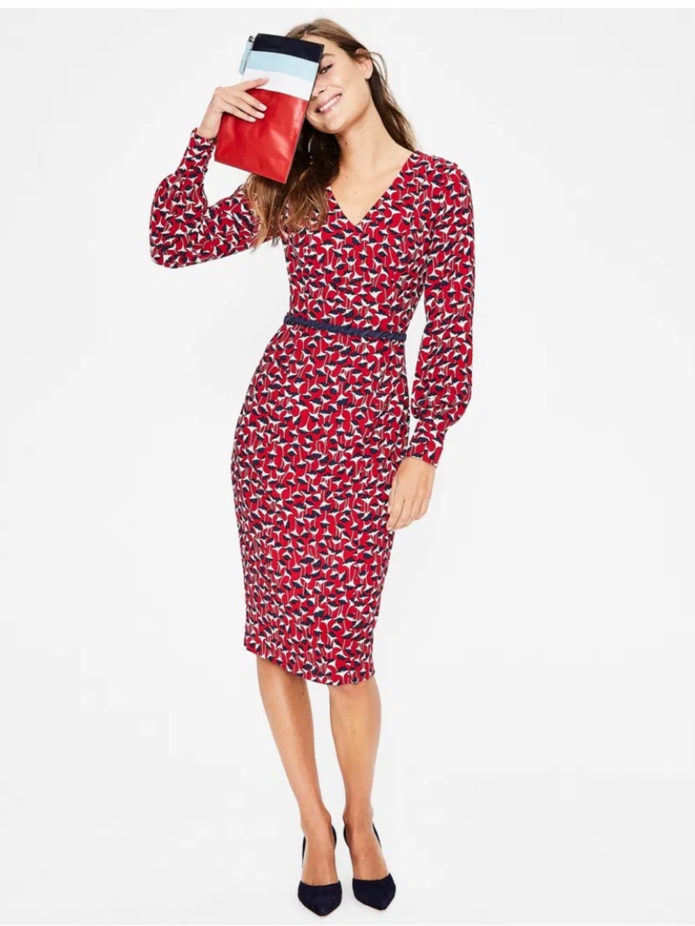 Boden Hannah V-Neck Sheath Dress in Red Graphic Print – NWOT Excellent condition